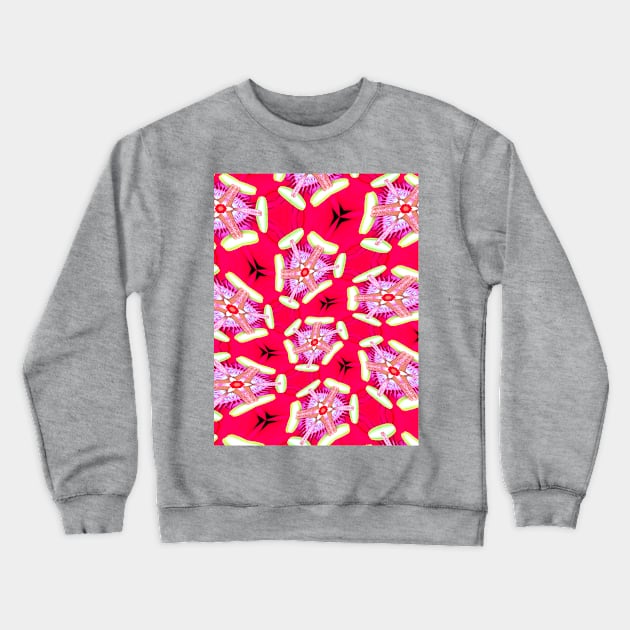 Red Passion Flower Pattern Crewneck Sweatshirt by PatternFlower